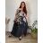 Women's Long Chiffon Carmen Floral Dress Plus Size (52/54/56 ONE SIZE) ITALIAN FASHION IMWT24075