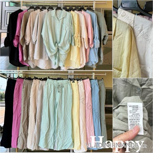 Súprava oversize košele 3/4 dlhý rukáv a nohavice dlhé dámske (S/M/L ONE SIZE) TALIANSKA MÓDA IMWHP25600