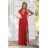 Women's Long Elegant Dress with Wide Straps (SL) FRENCH FASHION FMPEL23VELVET red 48