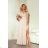 Women's Long Elegant Dress with Wide Straps (SL) FRENCH FASHION FMPEL23VELVET beige 52