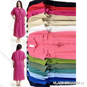 Šaty košeľové krátky rukáv dámske nadrozmer (42/44/46 ONE SIZE) TALIANSKA MÓDA IMWT25681