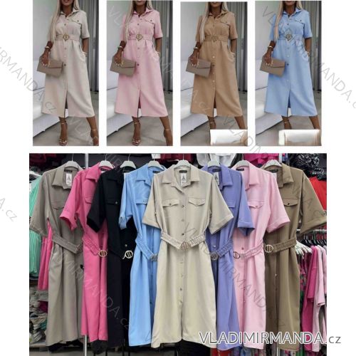 Šaty košeľové krátky rukáv dámske (S/M/L ONE SIZE) TALIANSKA MÓDA IMWB25689