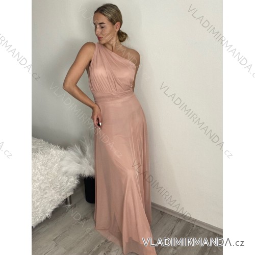 Langes, elegantes, ärmelloses Partykleid für Damen (S/M EINHEITSGRÖSSE) ITALIAN FASHION IMPSH223623/DUR Altrosa