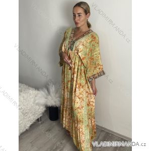 Šaty letní indické krátký rukáv dámské (S/M/L ONE SIZE) INDICKÁ MÓDA IMM24MAVIVA-10/DU