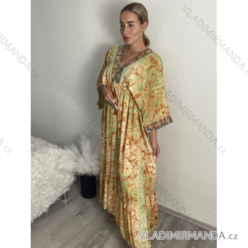 Šaty letní indické krátký rukáv dámské (S/M/L ONE SIZE) INDICKÁ MÓDA IMM24MAVIVA-10/DU
