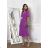 Women's Long Elegant Dress with Wide Straps (SL) FRENCH FASHION FMPEL23VELVET růžová fuchsiová 36