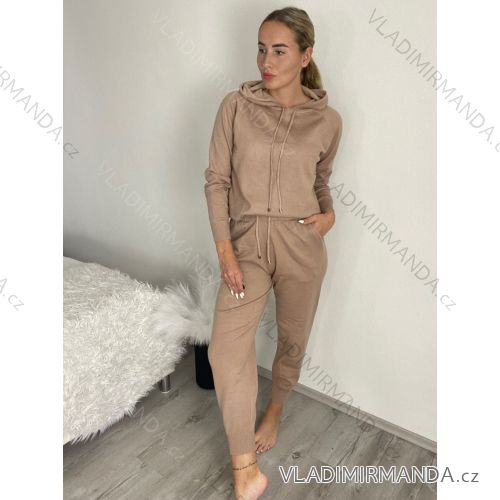 Súprava úpletová sveter s kapucňou a nohavicami dámska (S/M ONE SIZE) TALIANSKA MÓDA IMPMD237076