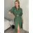 Šaty košilové s páskem 3/4 dlouhý rukáv dámské MILANO (XS/S/M ONE SIZE) ITALSKÁ MÓDA IMD25102/DUR S/M zelená khaki