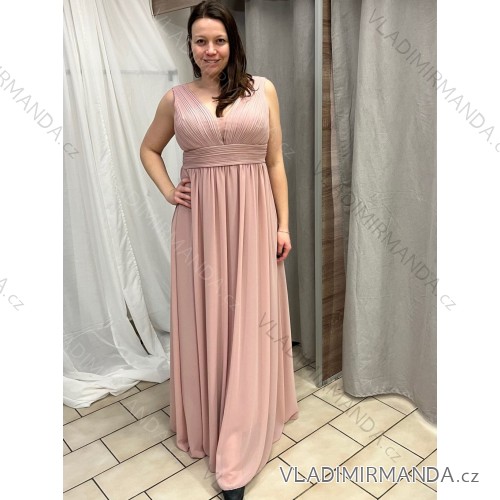 Šaty letní dlouhé elegantní bez rukávu dámské (42/44/46 ONE SIZE) ITALSKÁ MÓDA IMPSH2480566A/DUR 44/46 růžová světlá