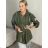 Bunda s kapucí dámské nadrozměr (40/42/44 ONE SIZE) ITALSKÁ MÓDA IM425BARI/DR 40/42 zelená khaki