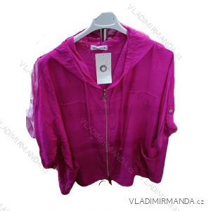 Bunda bavlnená jarná s kapucňou 3/4 dlhý rukáv dámska nadrozmer (42/44/46 ONE SIZE) TALIANSKA MÓDA IMSM25032