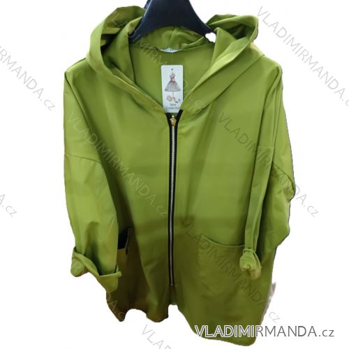 Bunda bavlněná jarní s kapucí dlouhý rukáv dámská nadrozměr (42/44/46 ONE SIZE) ITALSKÁ MÓDA IMSM25034