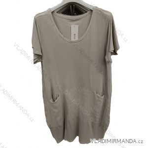 Šaty volnočasové letní s kapsami krátký rukáv dámské nadrozměr (42/44/46 ONE SIZE) ITALSKá MODA IM725002