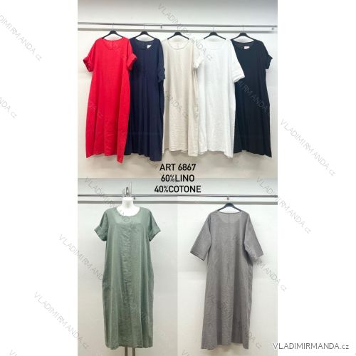 Šaty volnočasové letní 3/4 dlouhý rukáv dámské nadrozměr (42/44/46 ONE SIZE) IMPSM256867