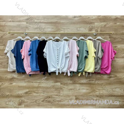 Košile klasik mušelín krátký rukáv dámská (S/M/L ONE SIZE) ITALSKÁ MÓDA IMWBL25781