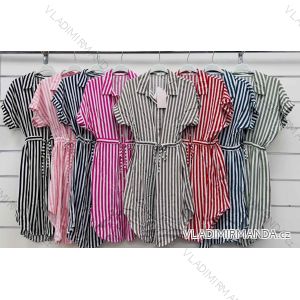 Šaty košeľové krátky rukáv dámske prúžok (S/M/L ONE SIZE) TALIANSKA MÓDA IMWCP25833