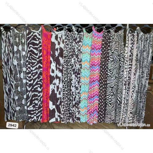 Šaty dlouhé icecool crowprint a leopardí bez rukávu dámské (S/M/L ONE SIZE) ITALSKÁ MÓDA IMM25M2942