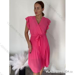 Šaty letné plisované krátky rukáv dámske (S/M ONE SIZE) TALIANSKA MÓDA IM323355/DU