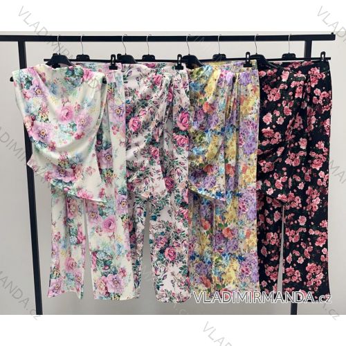 Súprava top bez rukávov a nohavice dlhé kvetované dámske (XS/S/M ONE SIZE) IMM25M40305M40703