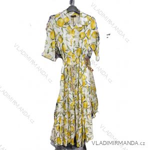 Šaty letní košilové  krátký rukáv citronky lemon dámské (XS/S/M ONE SIZE) ITALSKÁ MÓDA IMM25M5726