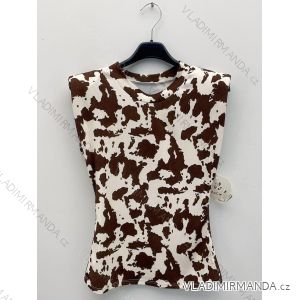 Tričko top bez rukávu cowprint dámské (XS/S/M ONE SIZE) ITALSKÁ MÓDA IMM25M40800