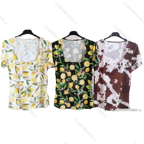 Tričko citronky lemon cowprint krátký rukáv dámské (XS/S/M ONE SIZE) IMM25M1108