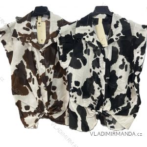 Košile klasik crowprint krátký rukáv dámská (S/M/L ONE SIZE) ITALSKÁ MÓDA IMM25M7286