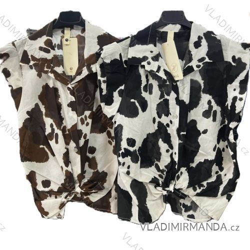 Košile klasik crowprint krátký rukáv dámská (S/M/L ONE SIZE) ITALSKÁ MÓDA IMM25M7286