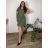 Šaty voľnočasové s kapucí letné krátky rukáv dámske nadrozmer LUCCA (44/46/48 ONE SIZE) TALIANSKA MÓDA IMSM25LUCCA/DU 46/48 zelená khaki