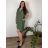 Šaty voľnočasové s kapucí letné krátky rukáv dámske nadrozmer LUCCA (44/46/48 ONE SIZE) TALIANSKA MÓDA IMSM25LUCCA/DU 46/48 zelená khaki