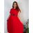 Šaty dlouhé oversize elegantní plisované krátký rukáv dámské nadrozměr EMILIA (42/44/46 ONE SIZE) ITALSKÁ MÓDA IM425EMILIA