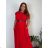 Šaty dlouhé oversize elegantní plisované krátký rukáv dámské nadrozměr EMILIA (42/44/46 ONE SIZE) ITALSKÁ MÓDA IM425EMILIA