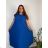 Šaty dlouhé oversize elegantní plisované krátký rukáv dámské nadrozměr EMILIA (42/44/46 ONE SIZE) ITALSKÁ MÓDA IM425EMILIA