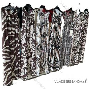 Šaty dlouhé elegantní icecool cowprint a leopardí bez rukávu dámské (S/M/L ONE SIZE) ITALSKÁ MÓDA IMM25M84269