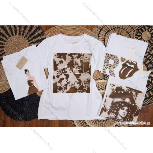 Tričko crowprint krátký rukáv dámské (S/M/L ONE SIZE) ITALSKÁ MÓDA IMM25M299B