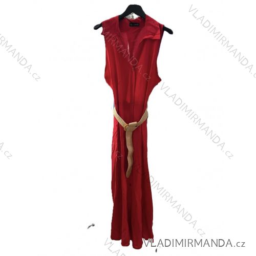 Šaty dlhé letné košeľové s opaskom bez rukávu dámske (XS/S/M ONE SIZE) TALIANSKA MÓDA IMM25M12276