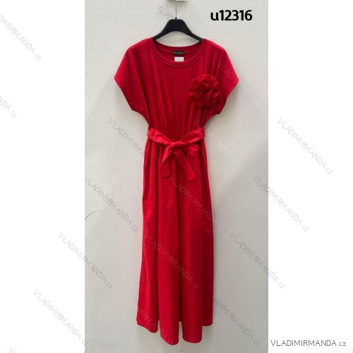 Šaty dlouhé krátký rukáv dámské (S/M/L ONE SIZE) ITALSKÁ MÓDA IMM25M12316