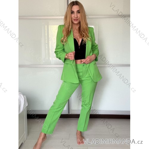 Souprava sako dlouhý rukáv a kalhoty dlouhé dámská (XS/S/M ONE SIZE) ITALSKÁ MÓDA IMWCA25319/DU -   zelená -   S/M