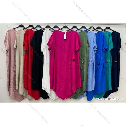 Šaty voľnočasové letné oversize krátky rukáv dámske nadrozmer (50/52/54 ONE SIZE) TALIANSKA MÓDA IM425283