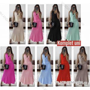 Souprava elegantní vesta bez rukávu a sukně dlouhá skládaná dámská (XS/S/M ONE SIZE) ITALSKÁ MÓDA IMWB25882