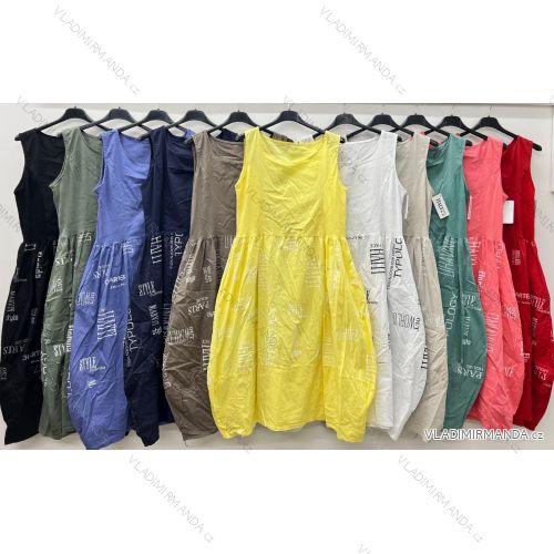 Šaty volnočasové bez rukávu dámské nadrozměr (42/44/46 ONE SIZE) ITALSKÁ MÓDA IM425315