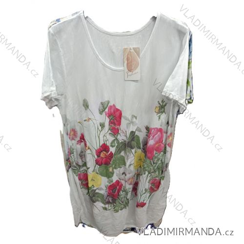 Tunika predĺžená kvetovaná krátky rukáv dámska nadrozmer (42/44/46 ONE SIZE) TALIANSKA MÓDA IMSM25065