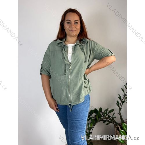 Women's Oversized Knitted Long Sleeve Sweater (S/M ONE SIZE) ITALIAN FASHION IMSN2416125  green khaki