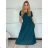 Šaty dlouhé letní krátký rukáv dámské (S/M/L ONE SIZE) ITALSKÁ MÓDA IM425140/DU - modrá mintová -   S/M/L