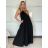 Langes Chiffon-Kurzarmkleid für Damen (S/M ONE SIZE) ITALIAN FASHION IMWGS231048