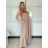 Langes Chiffon-Kurzarmkleid für Damen (S/M ONE SIZE) ITALIAN FASHION IMWGS231048