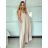 Overal dlouhý elegantní letní bez rukávu dámský VANESA (S/M/L ONE SIZE) ITALSKÁ MÓDA IMWAD25555/DU -   béžová -   S/M/L