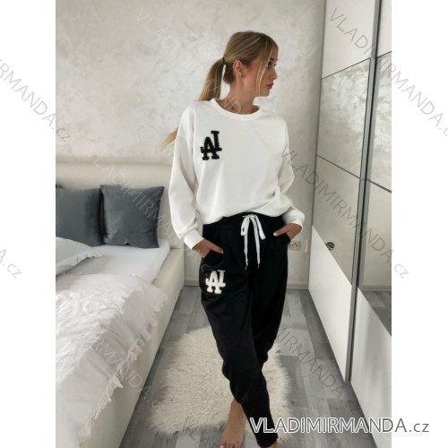 Souprava tepláková mikina dlouhý rukáv a tepláky dlouhé dámské (S/M/L ONE SIZE) ITALSKÁ MÓDA IMD25037/DR -   čierna
 -   S/M/L