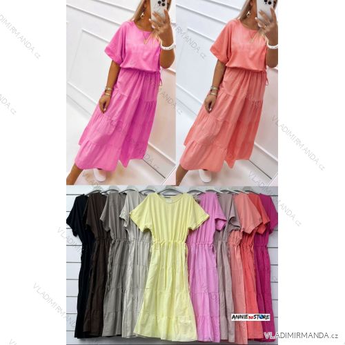 Šaty dlouhé letní krátký rukáv dámské (S/M/L ONE SIZE) ITALSKÁ MÓDA IMWAD25922