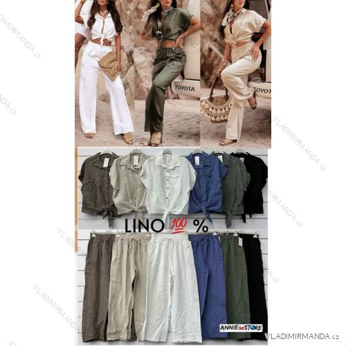 Súprava letnej košele 3/4 dlhý rukáv a nohavice dlhé dámske (S/M/L ONE SIZE) TALIANSKA MÓDA IMWAD25924